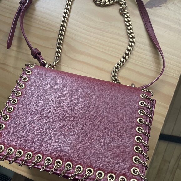 Red Metal Chain Leather Bag - Picture 3 of 10